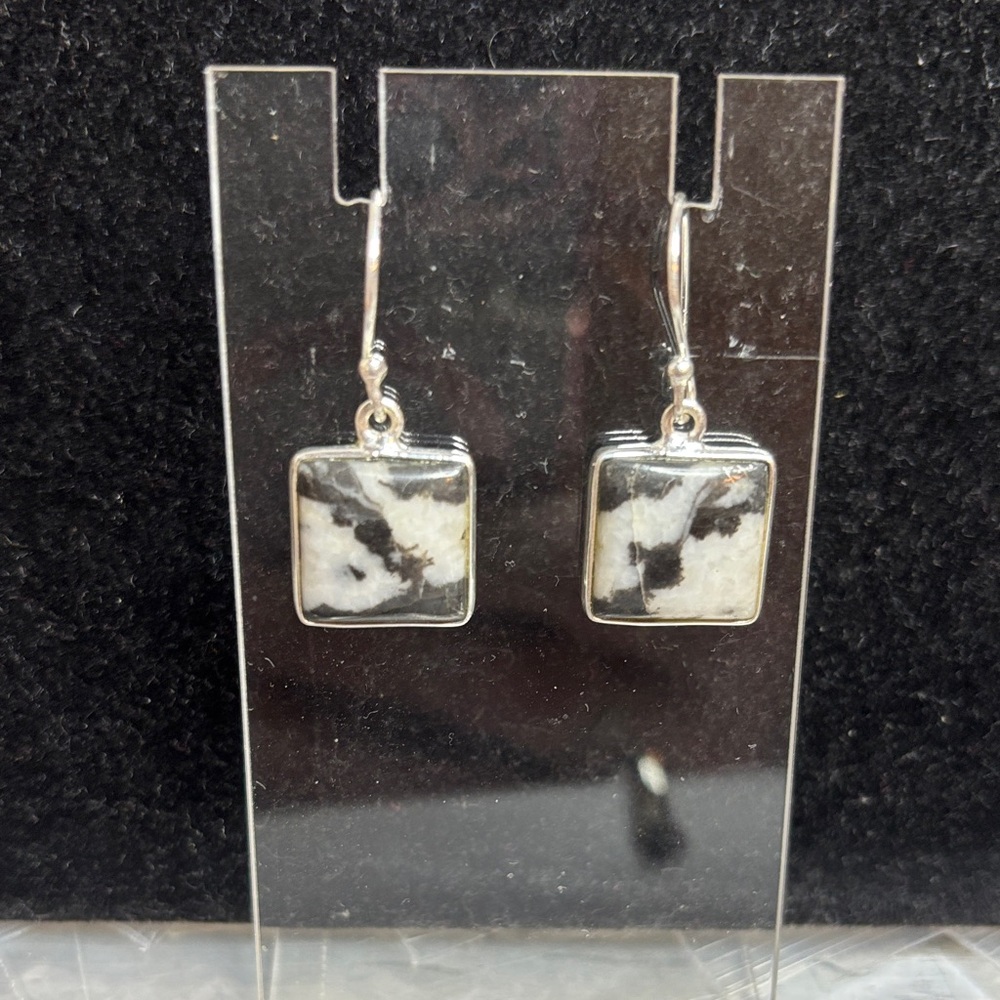 White buffalo earrings sterling silver